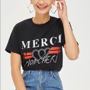 Topshop black merci mon cheri T-shirt